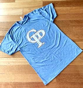 Gold and White Gatlinburg Pittman Logo on Baby Blue T-Shirt